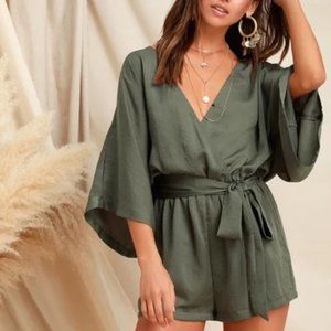 Ain't It Grand Olive Green Romper